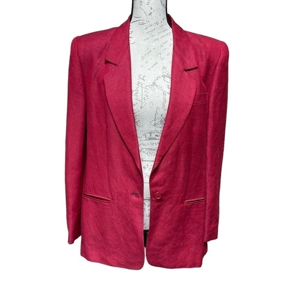 Vintage Y2K Giorgio Sant'Angelo Collectable Gold Red Linen blazer Red Size 6 - Picture 3 of 14